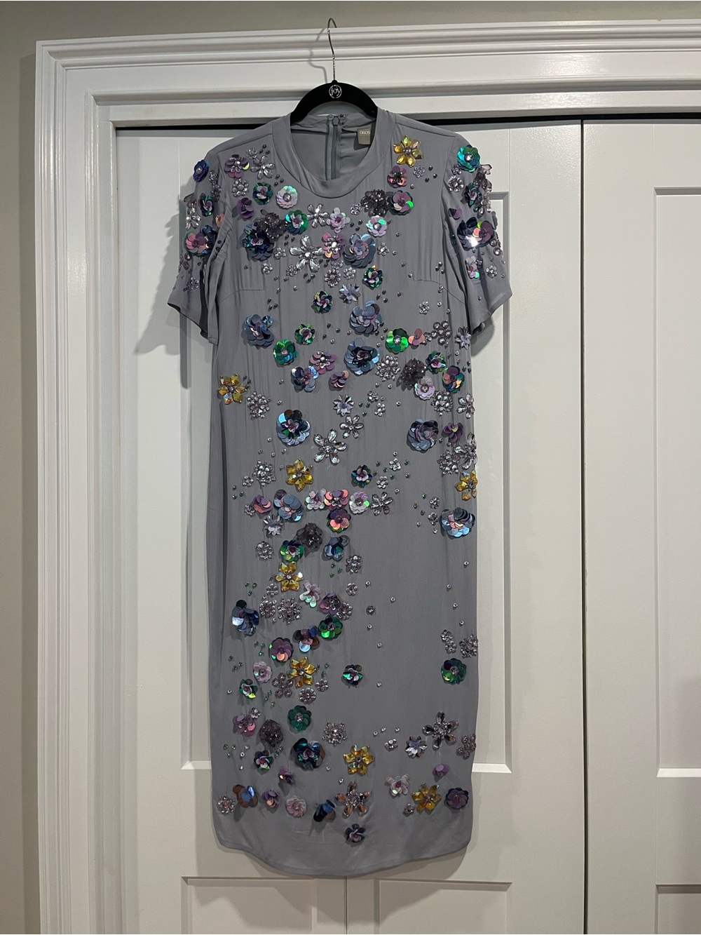 ASOS Light Purple Embellished Sequin Floral Shift Dress